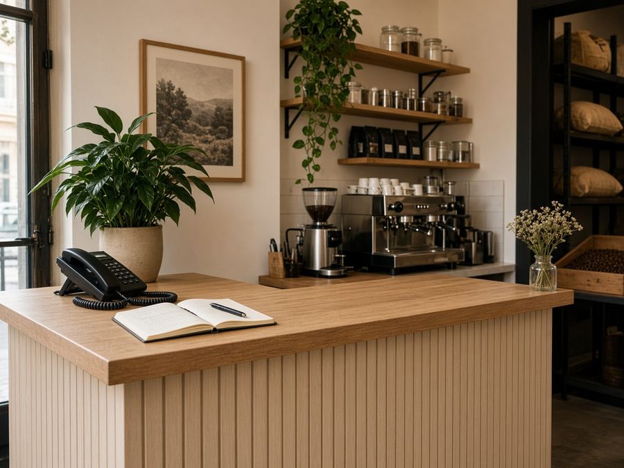 Contact desk at Bikenook House in Valencia